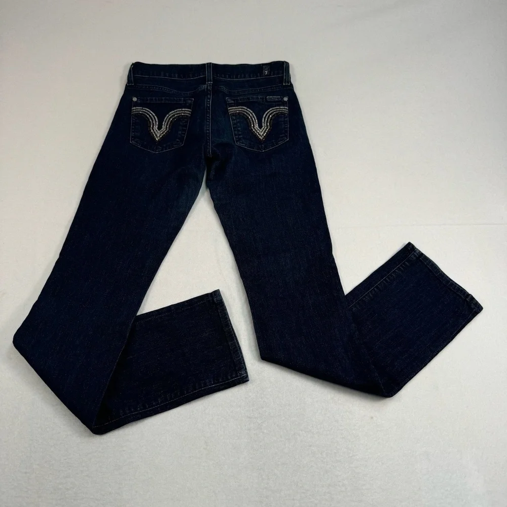 7 For All Mankind Straight Leg Jeans Womens Size 26 Dark Blue Low Rise